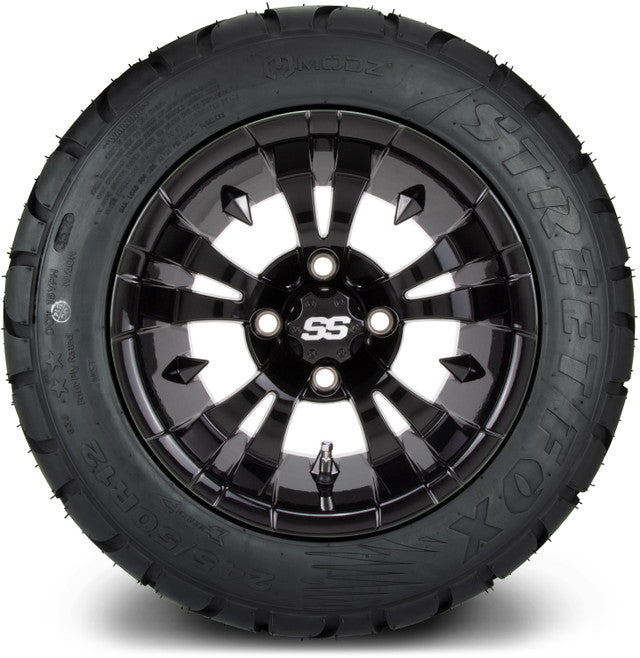 12" MODZ Vampire Glossy Black - Tire and Wheel Combo