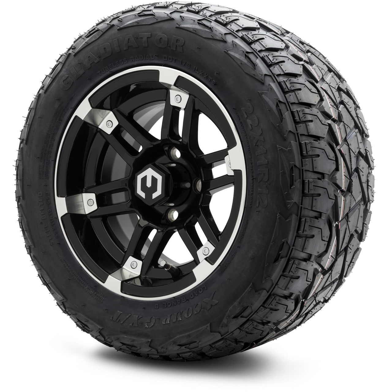 12" MODZ Aftershock Machined Black - Tire and Wheel Combo