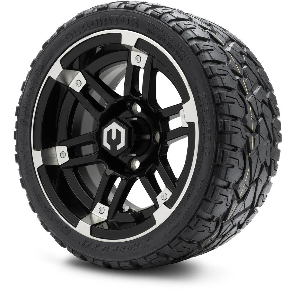 12" MODZ Aftershock Machined Black - Tire and Wheel Combo
