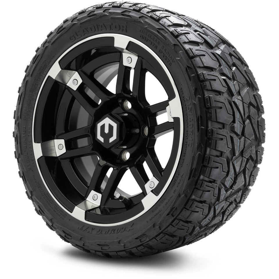 12" MODZ Aftershock Machined Black - Tire and Wheel Combo