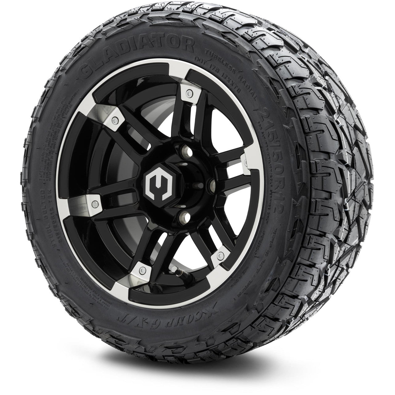12" MODZ Aftershock Machined Black - Tire and Wheel Combo