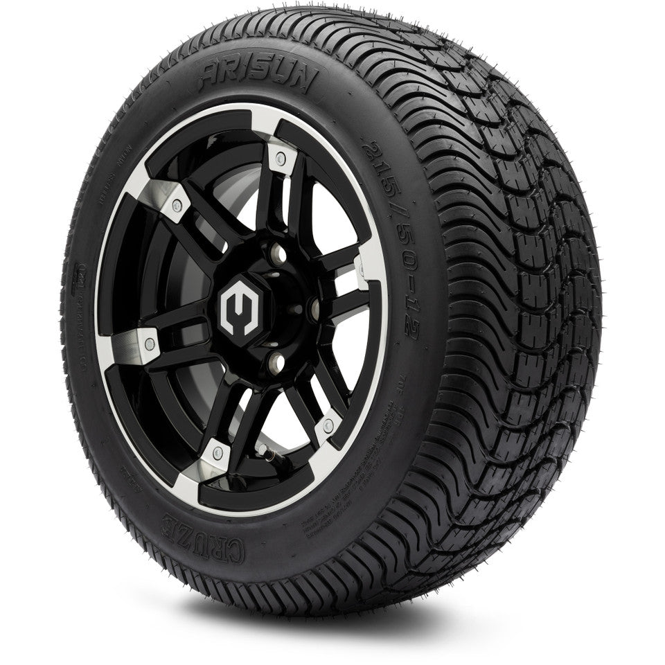 12" MODZ Aftershock Machined Black - Tire and Wheel Combo