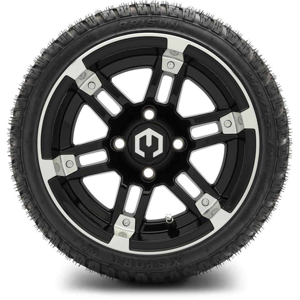 12" MODZ Aftershock Machined Black - Tire and Wheel Combo