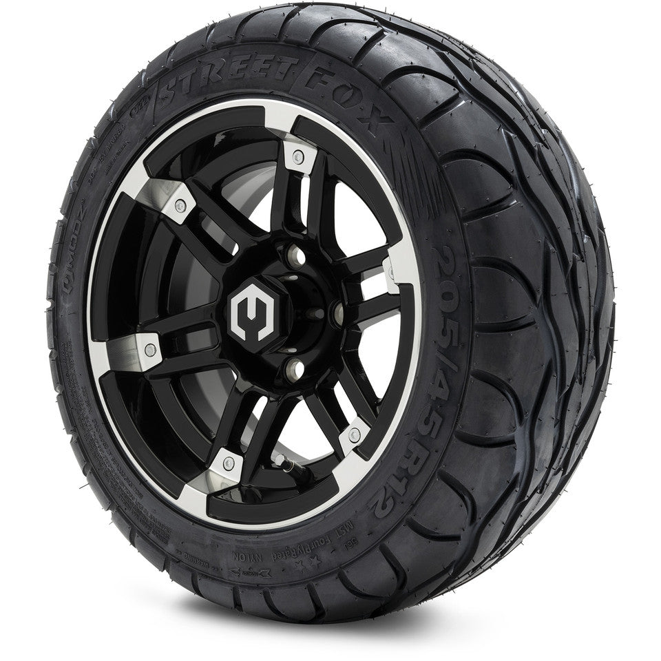12" MODZ Aftershock Machined Black - Tire and Wheel Combo