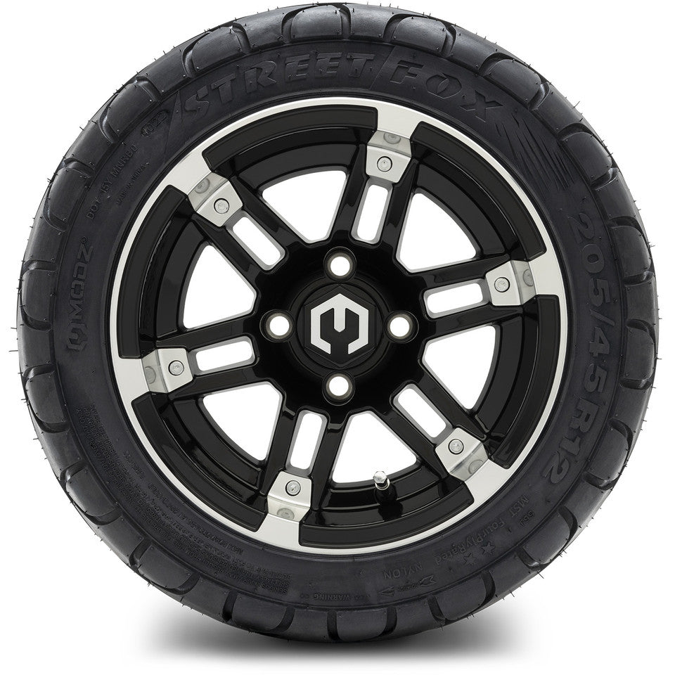 12" MODZ Aftershock Machined Black - Tire and Wheel Combo
