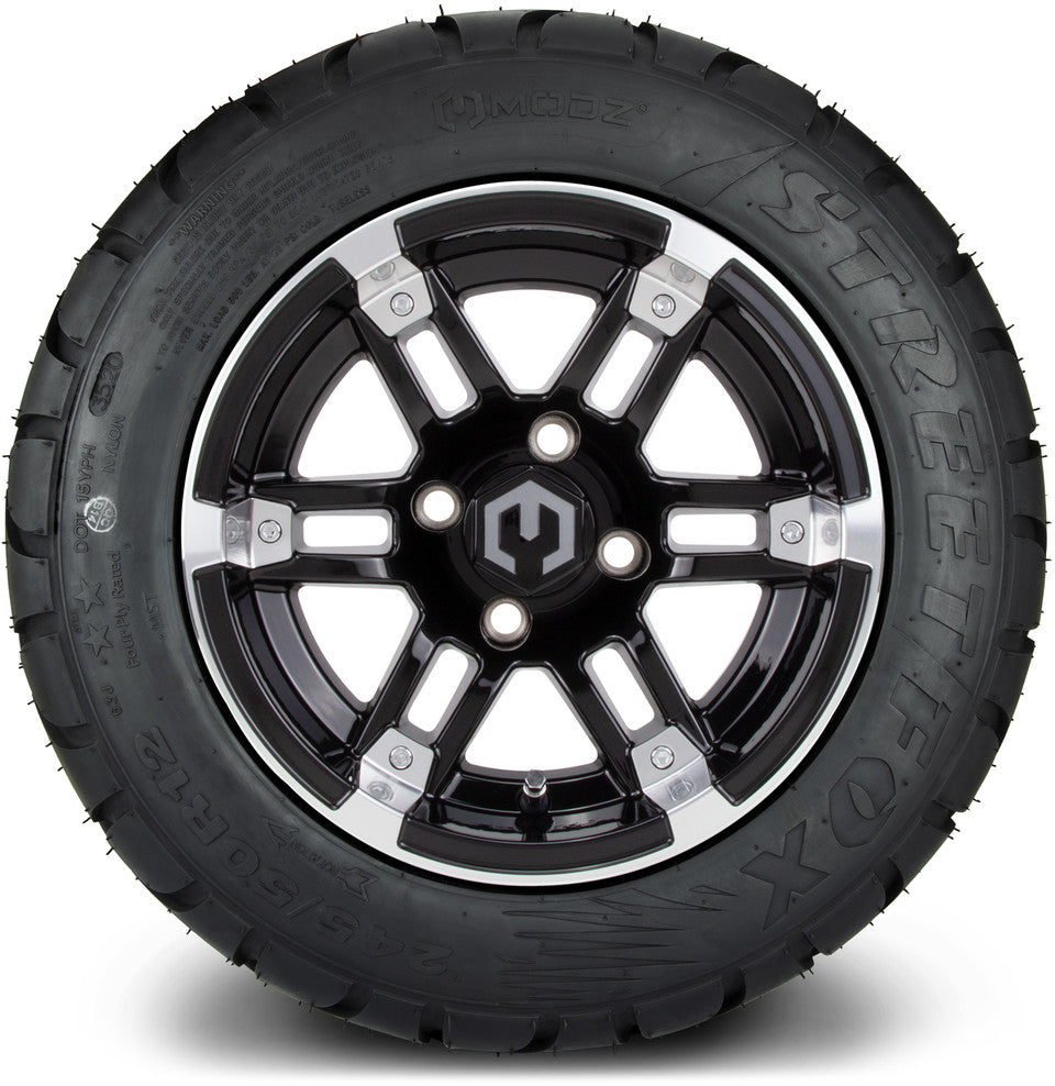 12" MODZ Aftershock Machined Black - Tire and Wheel Combo