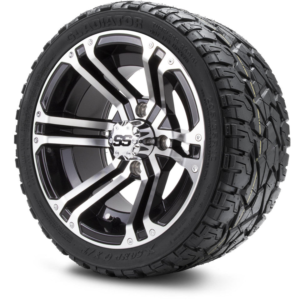 12" MODZ Enforcer Machined Black - Tire and Wheel Combo