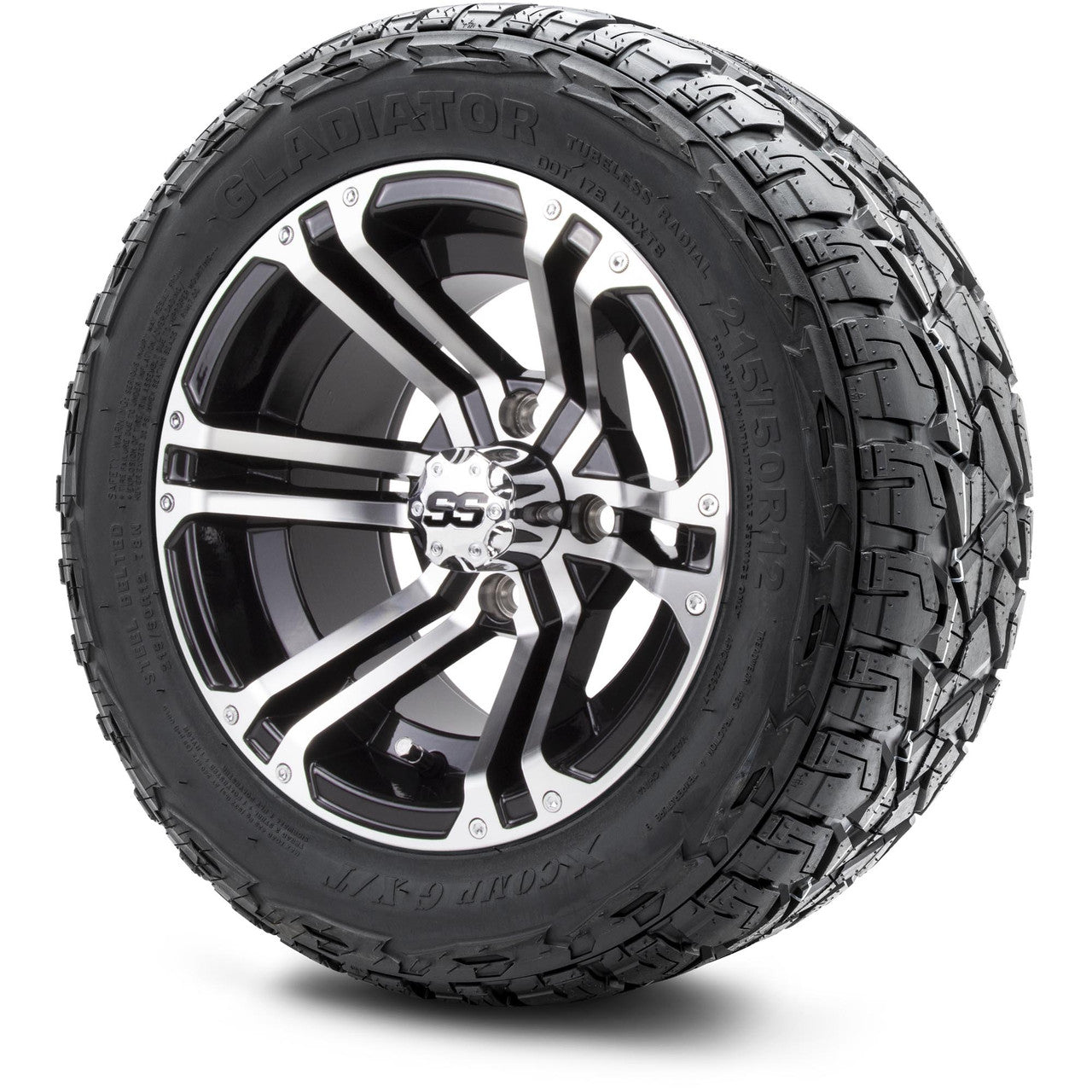 12" MODZ Enforcer Machined Black - Tire and Wheel Combo