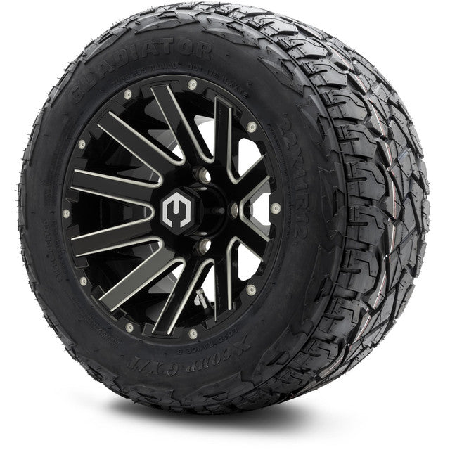 12" MODZ Mauler Glossy Black - Tire and Wheel Combo