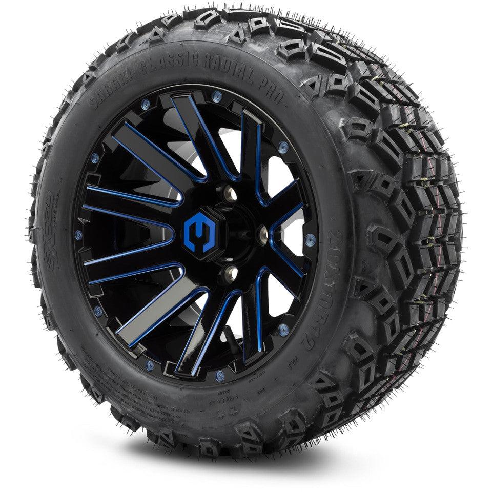12" MODZ Mauler Glossy Black & Blue - Tire and Wheel Combo