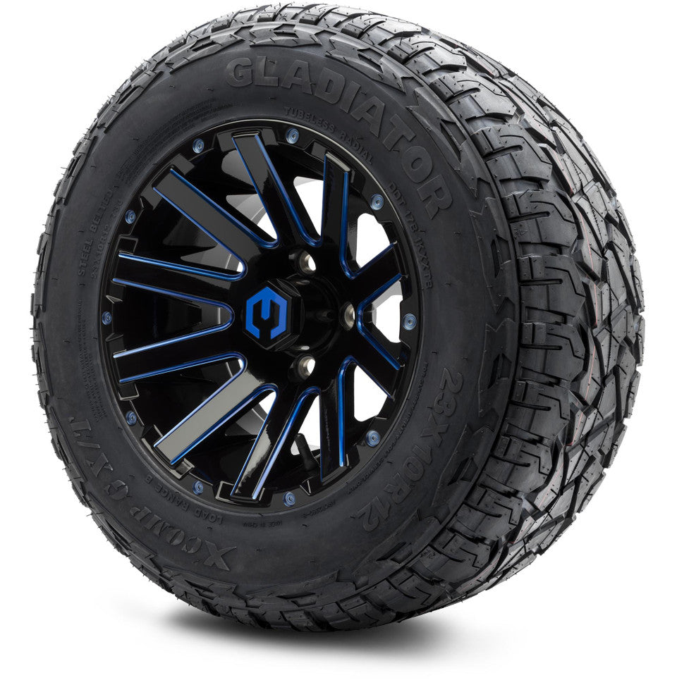 12" MODZ Mauler Glossy Black & Blue - Tire and Wheel Combo