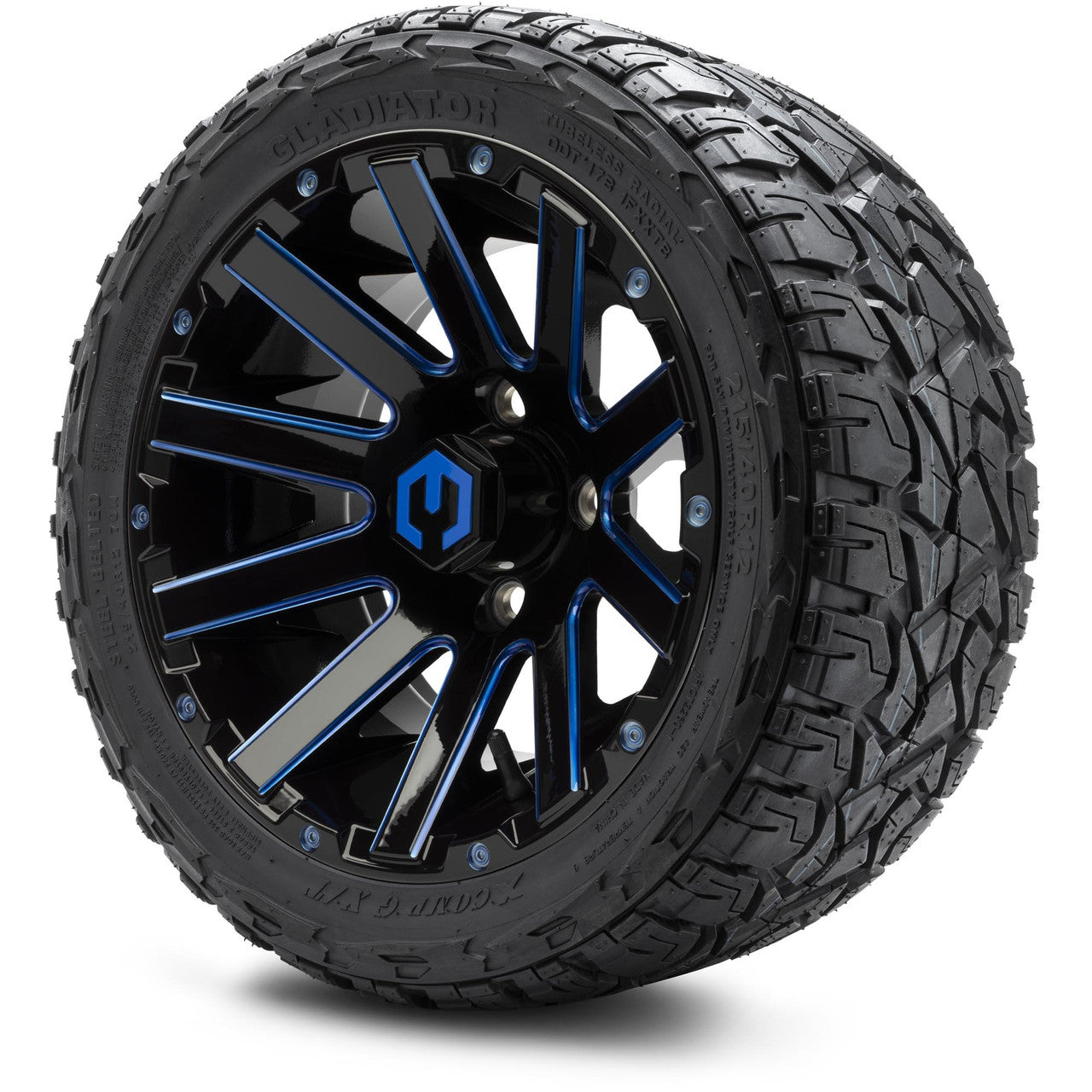 12" MODZ Mauler Glossy Black & Blue - Tire and Wheel Combo