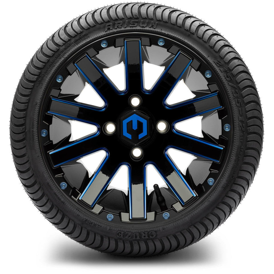 12" MODZ Mauler Glossy Black & Blue - Tire and Wheel Combo