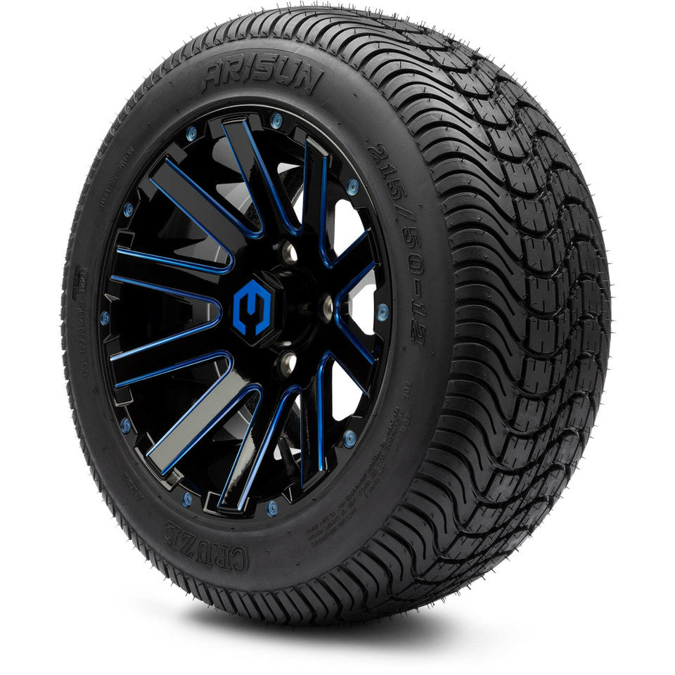 12" MODZ Mauler Glossy Black & Blue - Tire and Wheel Combo