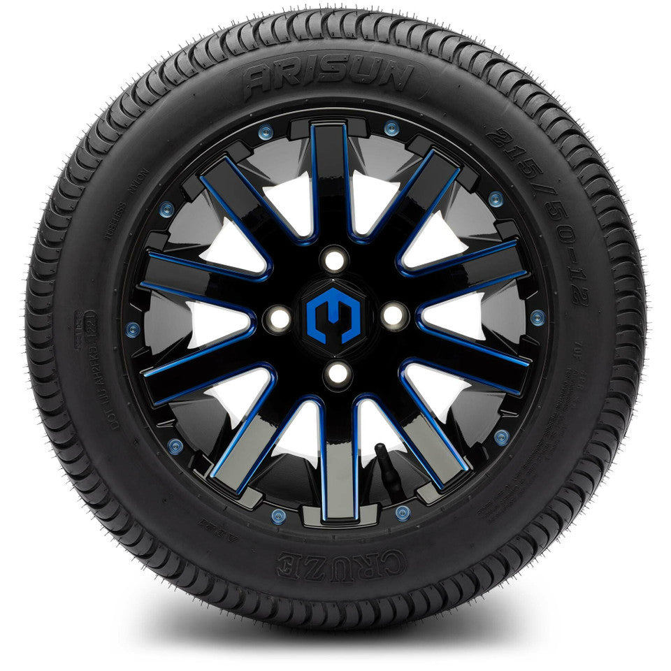 12" MODZ Mauler Glossy Black & Blue - Tire and Wheel Combo
