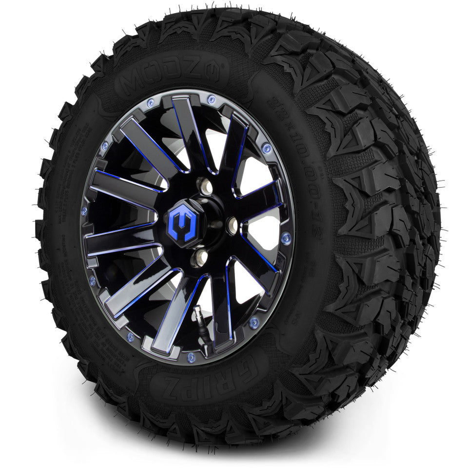 12" MODZ Mauler Glossy Black & Blue - Tire and Wheel Combo