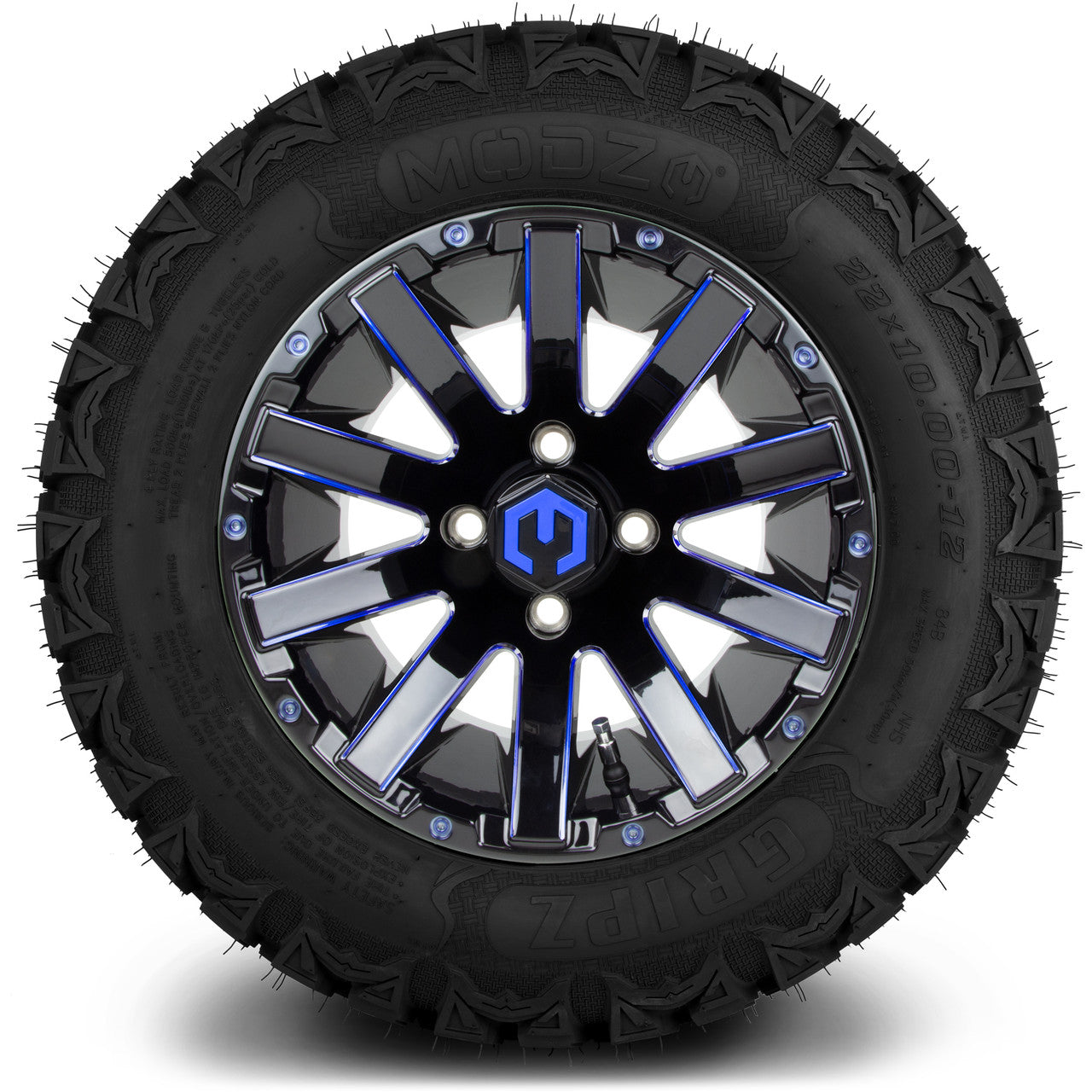 12" MODZ Mauler Glossy Black & Blue - Tire and Wheel Combo