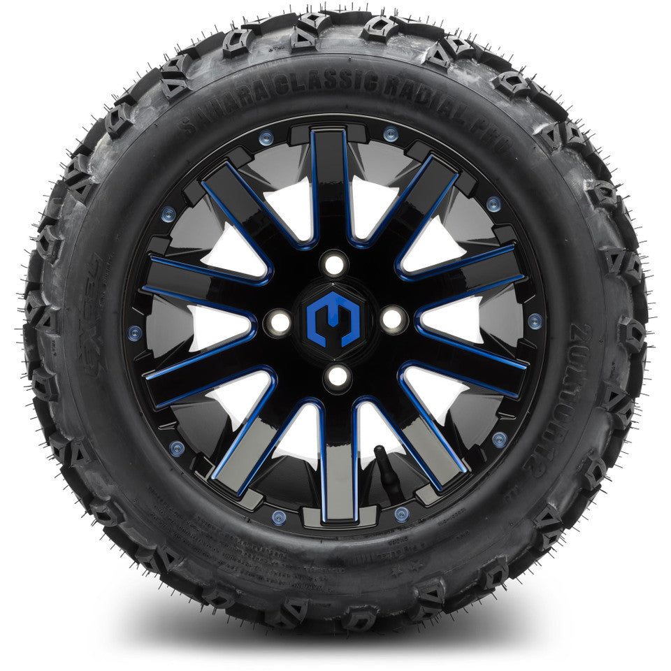 12" MODZ Mauler Glossy Black & Blue - Tire and Wheel Combo