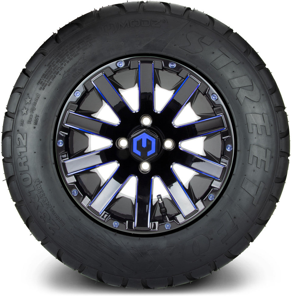 12" MODZ Mauler Glossy Black & Blue - Tire and Wheel Combo