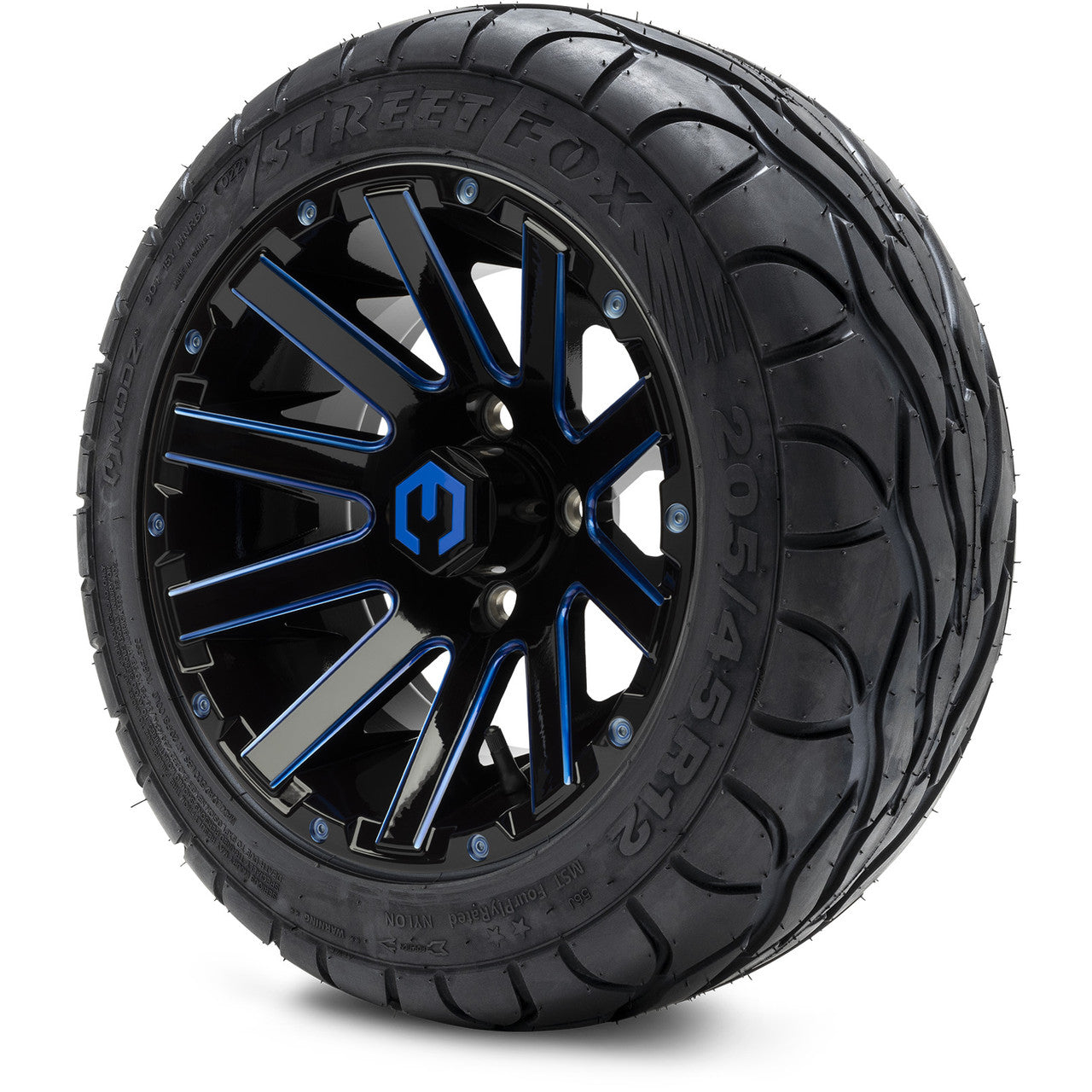 12" MODZ Mauler Glossy Black & Blue - Tire and Wheel Combo