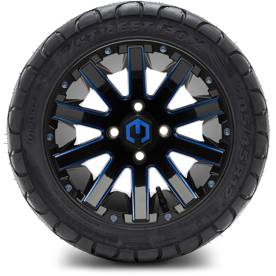 12" MODZ Mauler Glossy Black & Blue - Tire and Wheel Combo