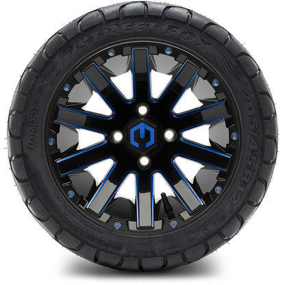 12" MODZ Mauler Glossy Black & Blue - Tire and Wheel Combo
