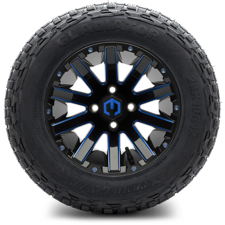 12" MODZ Mauler Glossy Black & Blue - Tire and Wheel Combo