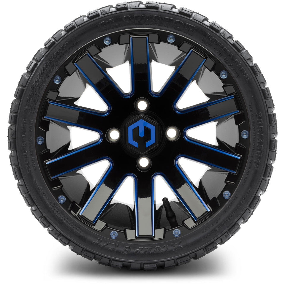 12" MODZ Mauler Glossy Black & Blue - Tire and Wheel Combo