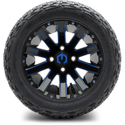 12" MODZ Mauler Glossy Black & Blue - Tire and Wheel Combo