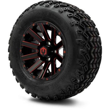 12" MODZ Mauler Glossy Black & Red - Tire and Wheel Combo