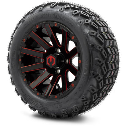12" MODZ Mauler Glossy Black & Red - Tire and Wheel Combo