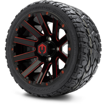 12" MODZ Mauler Glossy Black & Red - Tire and Wheel Combo