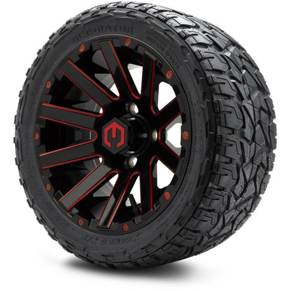 12" MODZ Mauler Glossy Black & Red - Tire and Wheel Combo