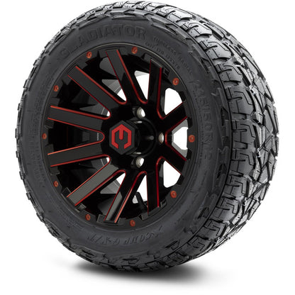 12" MODZ Mauler Glossy Black & Red - Tire and Wheel Combo