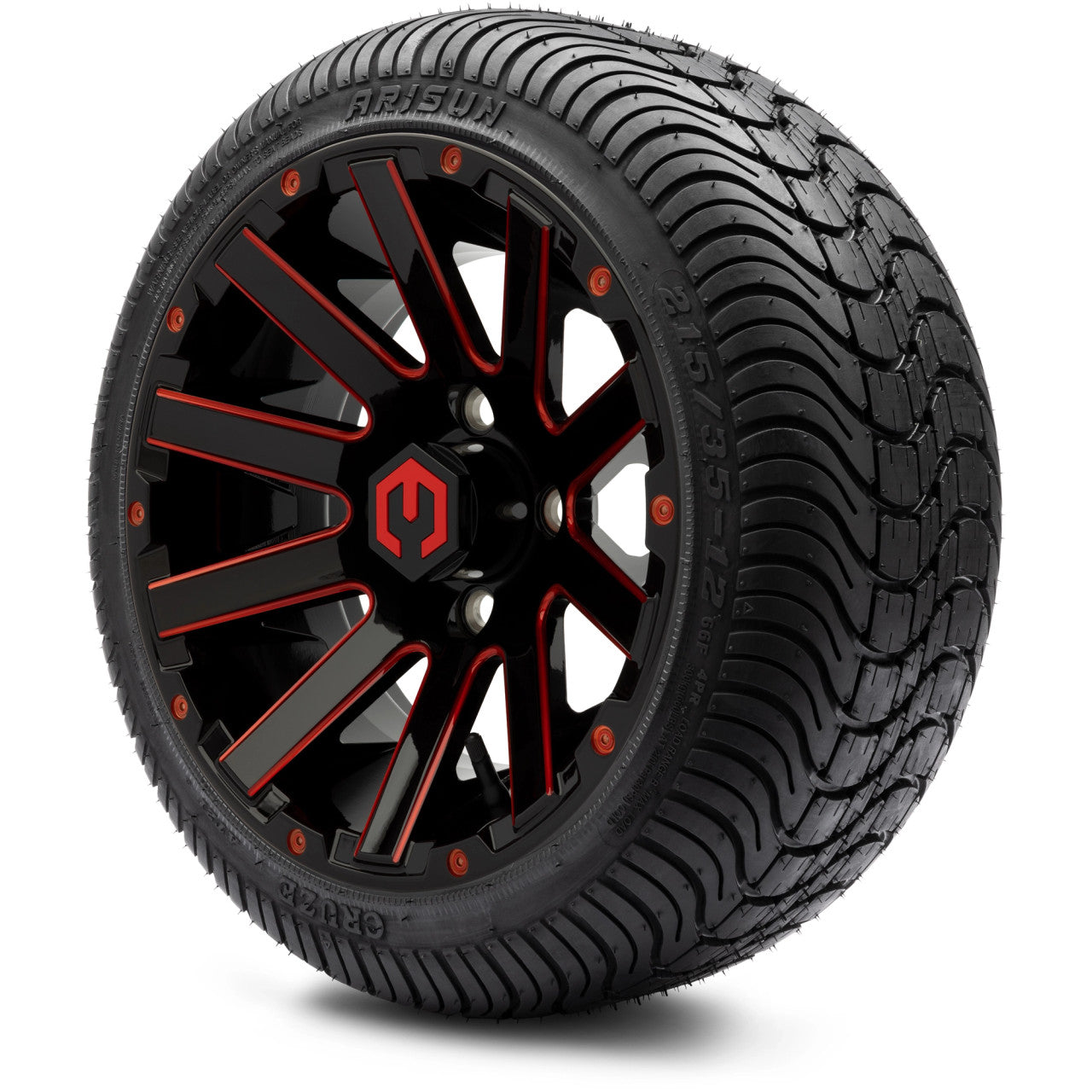 12" MODZ Mauler Glossy Black & Red - Tire and Wheel Combo