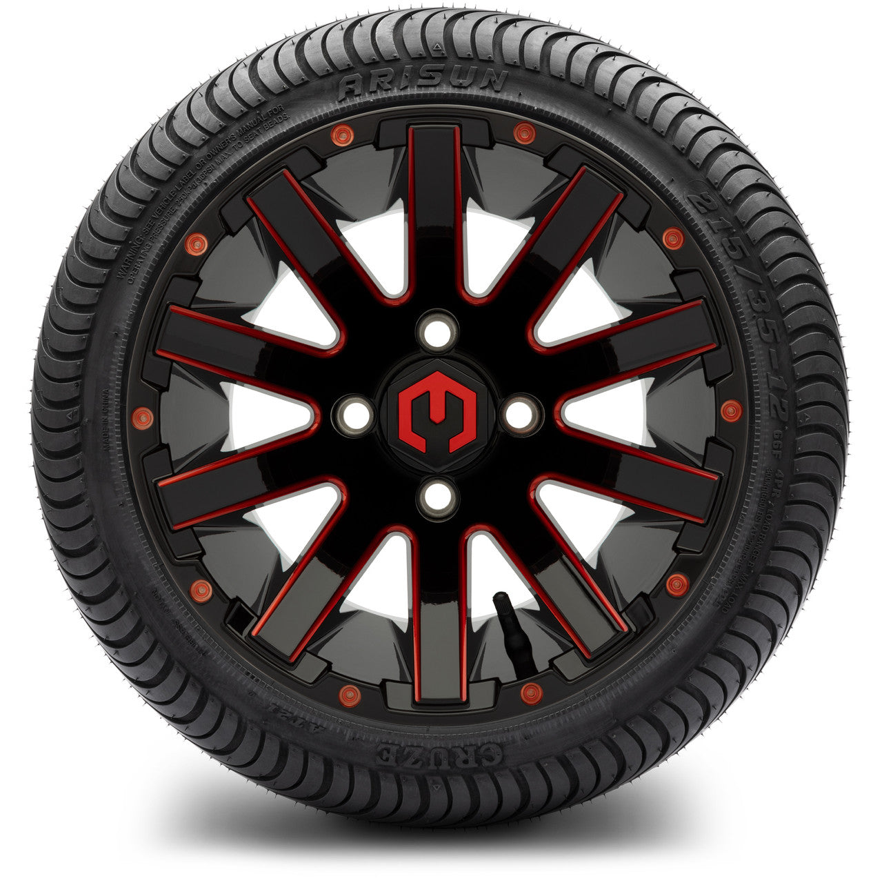 12" MODZ Mauler Glossy Black & Red - Tire and Wheel Combo