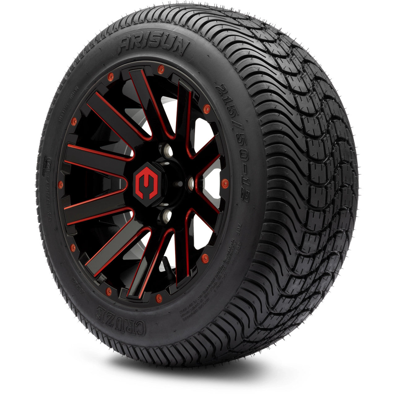 12" MODZ Mauler Glossy Black & Red - Tire and Wheel Combo
