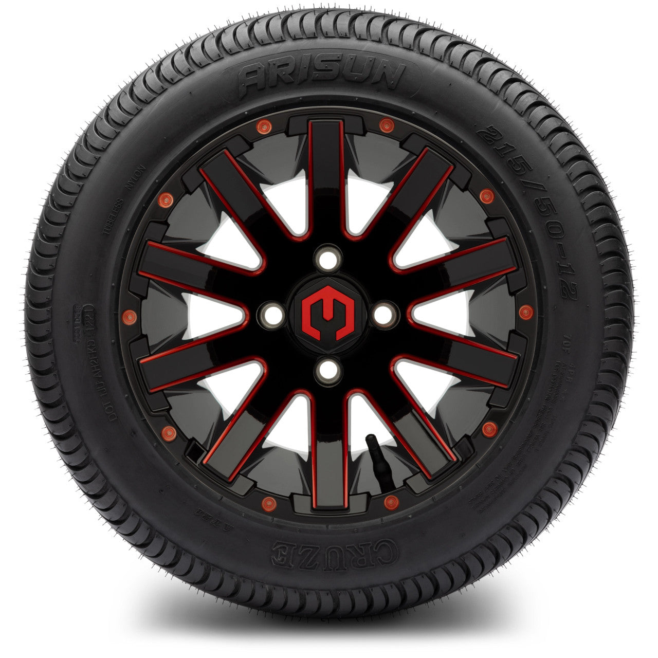 12" MODZ Mauler Glossy Black & Red - Tire and Wheel Combo