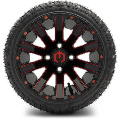 12" MODZ Mauler Glossy Black & Red - Tire and Wheel Combo