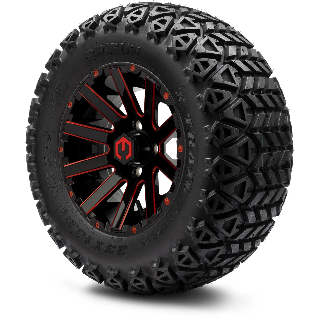 12" MODZ Mauler Glossy Black & Red - Tire and Wheel Combo