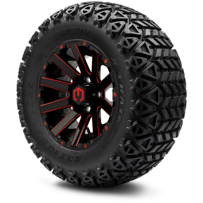 12" MODZ Mauler Glossy Black & Red - Tire and Wheel Combo