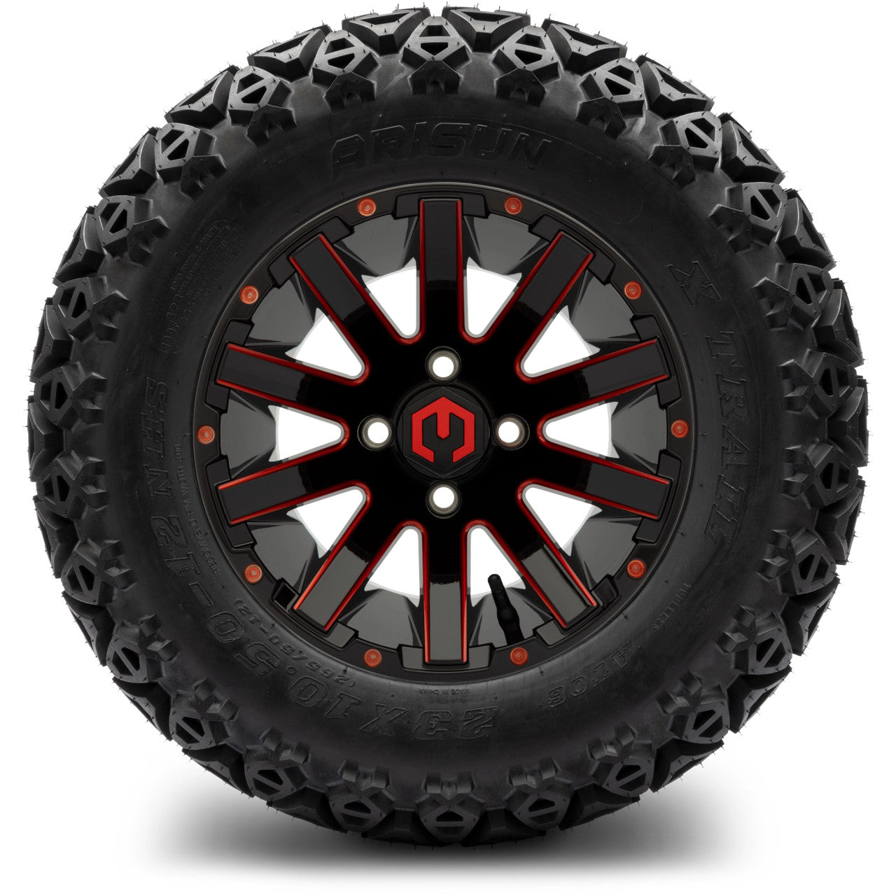 12" MODZ Mauler Glossy Black & Red - Tire and Wheel Combo