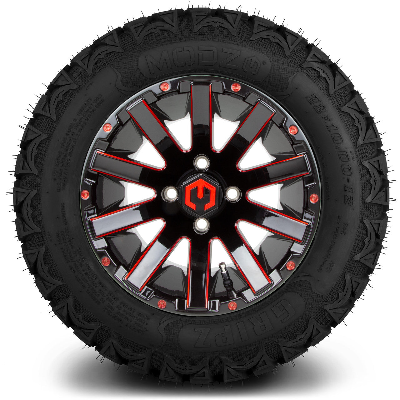 12" MODZ Mauler Glossy Black & Red - Tire and Wheel Combo