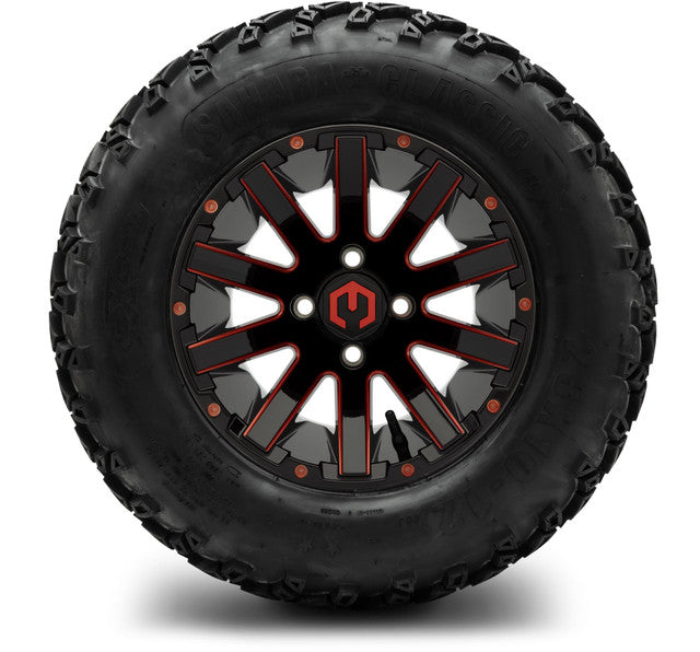 12" MODZ Mauler Glossy Black & Red - Tire and Wheel Combo