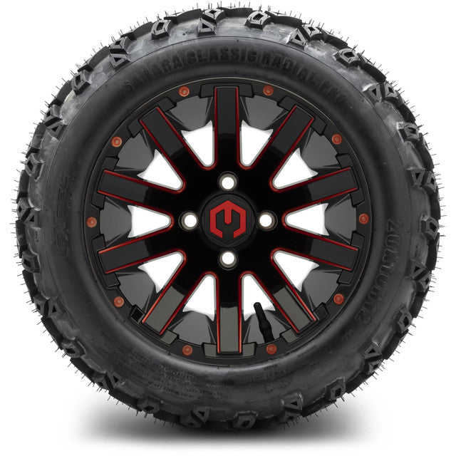 12" MODZ Mauler Glossy Black & Red - Tire and Wheel Combo