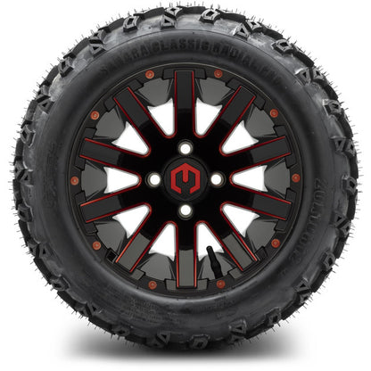 12" MODZ Mauler Glossy Black & Red - Tire and Wheel Combo