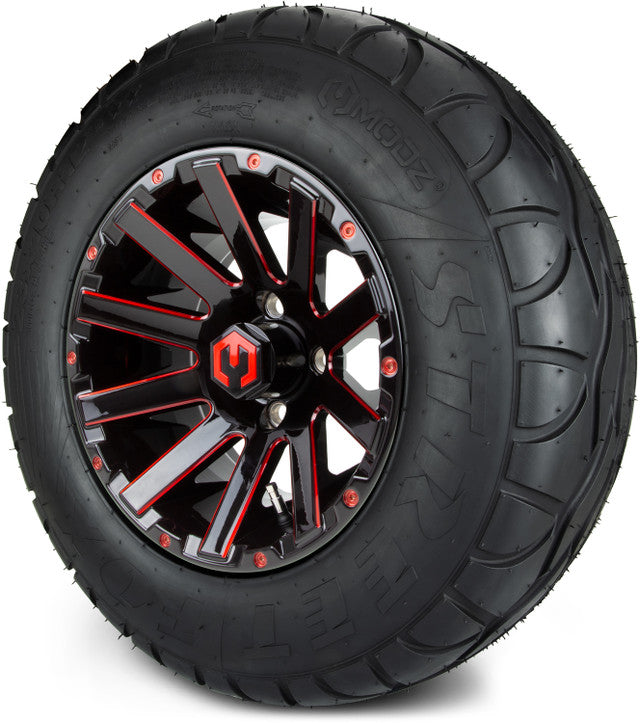 12" MODZ Mauler Glossy Black & Red - Tire and Wheel Combo