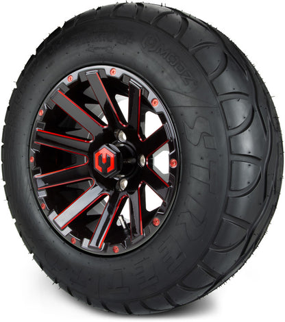 12" MODZ Mauler Glossy Black & Red - Tire and Wheel Combo