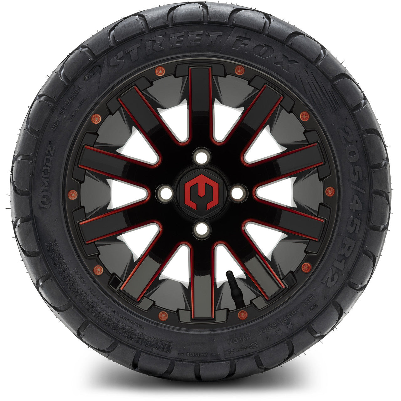 12" MODZ Mauler Glossy Black & Red - Tire and Wheel Combo