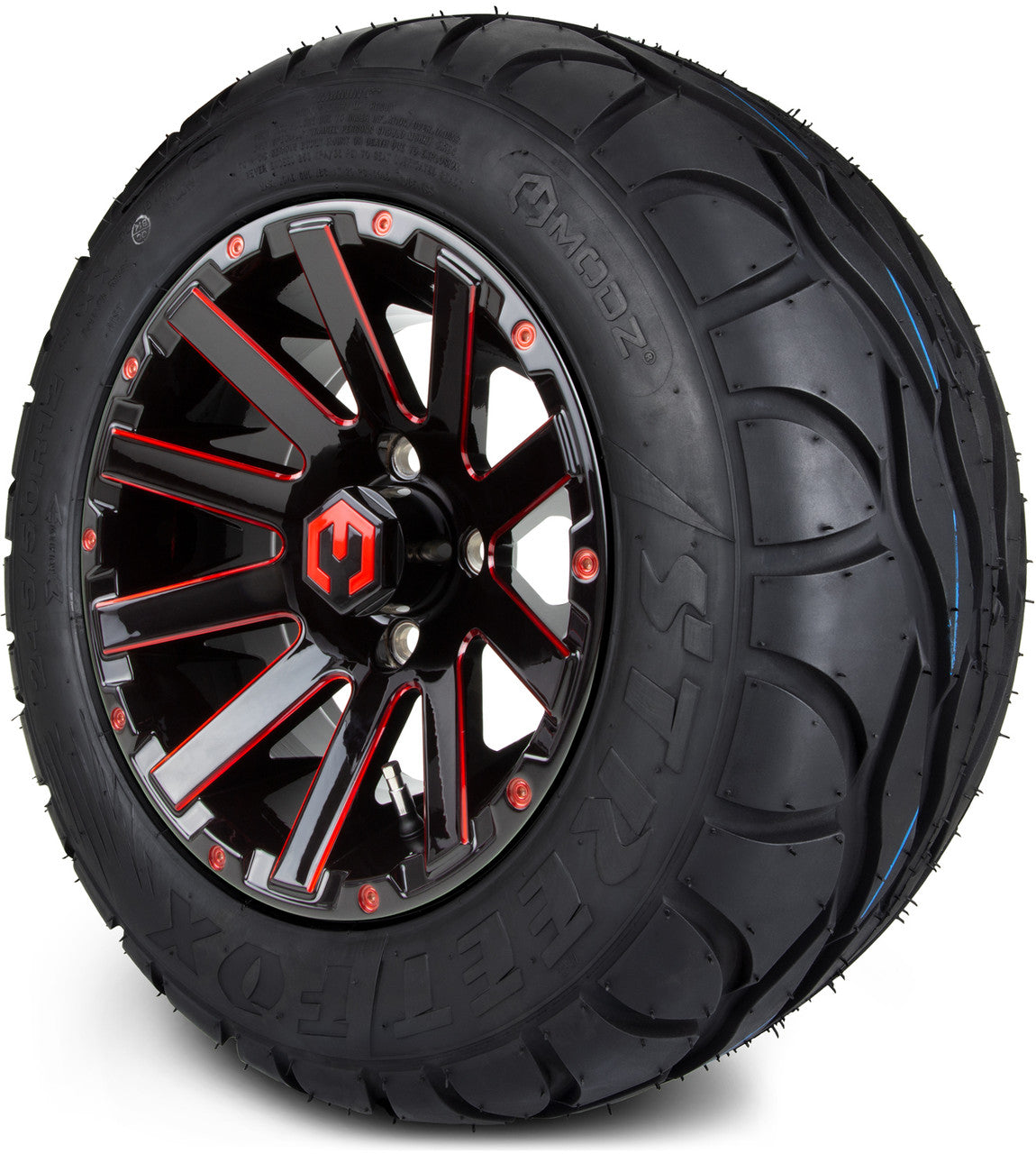 12" MODZ Mauler Glossy Black & Red - Tire and Wheel Combo